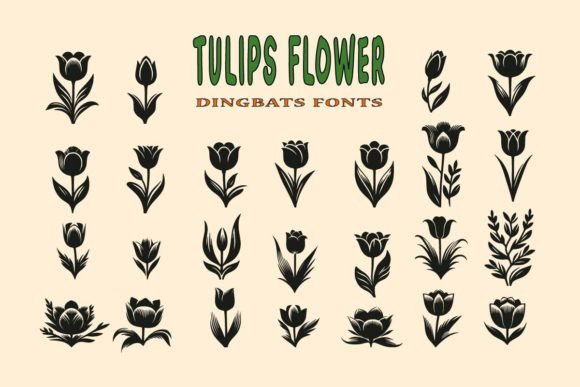 Tulips Flower: A Delightful Dingbat Font